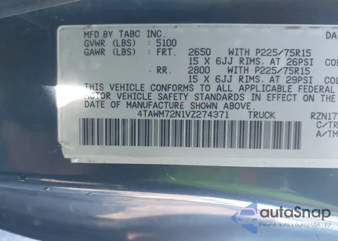 1997 Toyota Tacoma из США, поврежденный, VIN 4TAWM72N1VZ274371